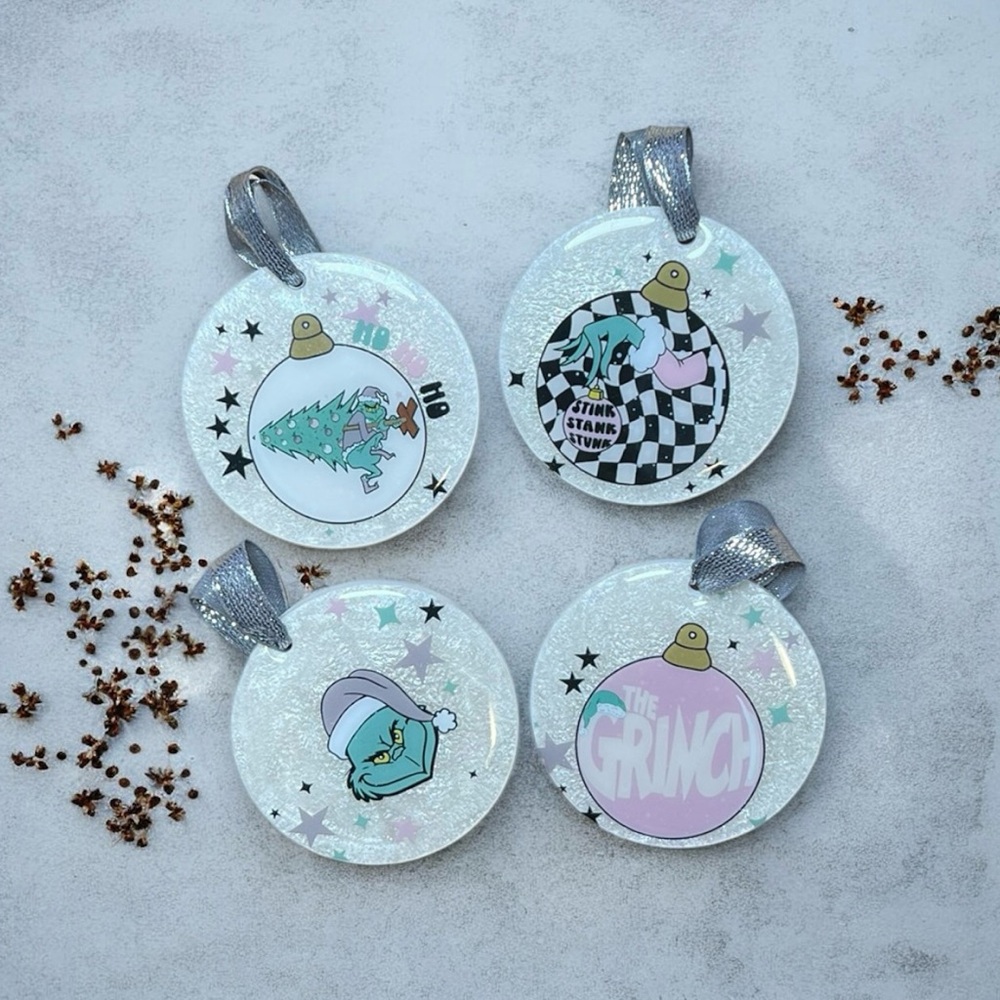 grinch christmas ornaments Pink And Mint New set of 3